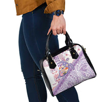 Hawaiian and Japanese Culture Together Shoulder Handbag Tropical Honu with Japanese Elements Purple Color LT03 - Polynesian Pride