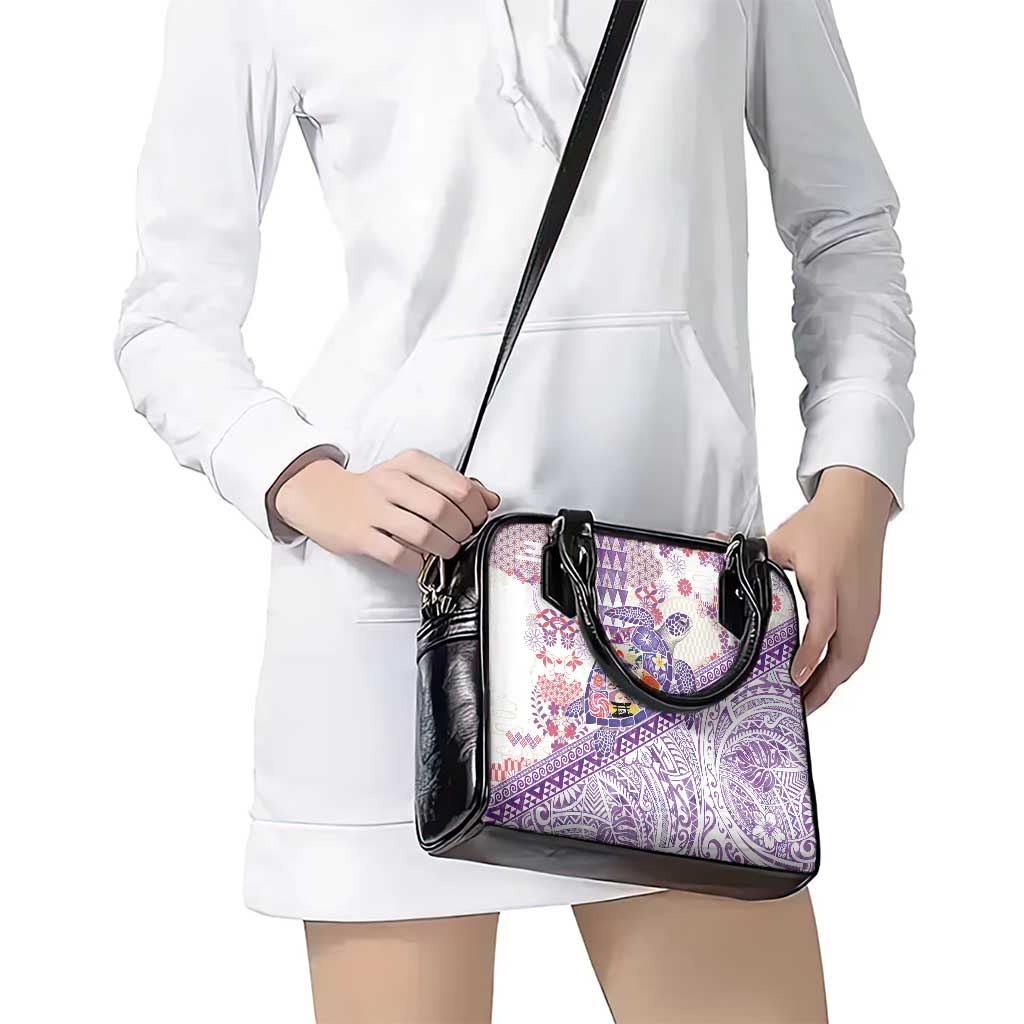Hawaiian and Japanese Culture Together Shoulder Handbag Tropical Honu with Japanese Elements Purple Color LT03 - Polynesian Pride
