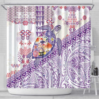Hawaiian and Japanese Culture Together Shower Curtain Tropical Honu with Japanese Elements Purple Color LT03 - Polynesian Pride