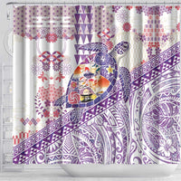 Hawaiian and Japanese Culture Together Shower Curtain Tropical Honu with Japanese Elements Purple Color LT03 - Polynesian Pride