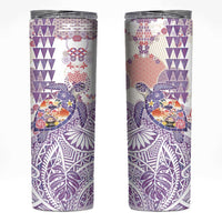 Hawaiian and Japanese Culture Together Skinny Tumbler Tropical Honu with Japanese Elements Purple Color LT03 Purple - Polynesian Pride