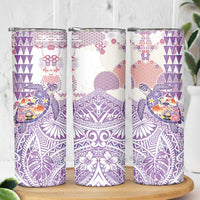 Hawaiian and Japanese Culture Together Skinny Tumbler Tropical Honu with Japanese Elements Purple Color LT03 - Polynesian Pride