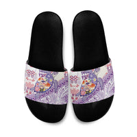 Hawaiian and Japanese Culture Together Slide Sandals Tropical Honu with Japanese Elements Purple Color LT03 Purple - Polynesian Pride