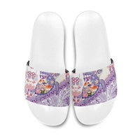 Hawaiian and Japanese Culture Together Slide Sandals Tropical Honu with Japanese Elements Purple Color LT03 Purple - Polynesian Pride