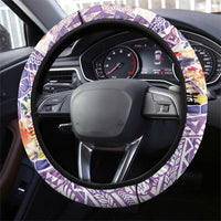 Hawaiian and Japanese Culture Together Steering Wheel Cover Tropical Honu with Japanese Elements Purple Color LT03 - Polynesian Pride