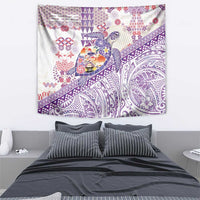 Hawaiian and Japanese Culture Together Tapestry Tropical Honu with Japanese Elements Purple Color LT03 - Polynesian Pride