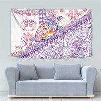 Hawaiian and Japanese Culture Together Tapestry Tropical Honu with Japanese Elements Purple Color LT03 - Polynesian Pride