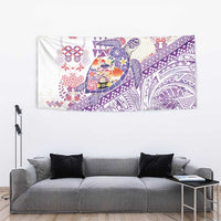 Hawaiian and Japanese Culture Together Tapestry Tropical Honu with Japanese Elements Purple Color LT03 - Polynesian Pride
