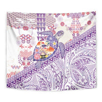 Hawaiian and Japanese Culture Together Tapestry Tropical Honu with Japanese Elements Purple Color LT03 - Polynesian Pride