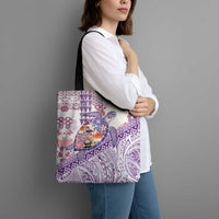 Hawaiian and Japanese Culture Together Tote Bag Tropical Honu with Japanese Elements Purple Color LT03 - Polynesian Pride