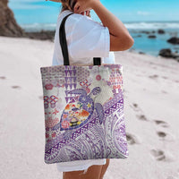 Hawaiian and Japanese Culture Together Tote Bag Tropical Honu with Japanese Elements Purple Color LT03 - Polynesian Pride