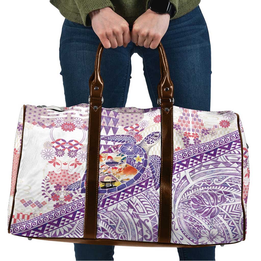 Hawaiian and Japanese Culture Together Travel Bag Tropical Honu with Japanese Elements Purple Color LT03 Purple - Polynesian Pride