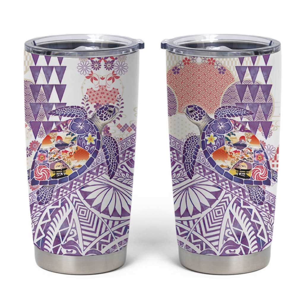 Hawaiian and Japanese Culture Together Tumbler Cup Tropical Honu with Japanese Elements Purple Color LT03 Purple - Polynesian Pride