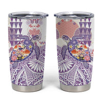 Hawaiian and Japanese Culture Together Tumbler Cup Tropical Honu with Japanese Elements Purple Color LT03 Purple - Polynesian Pride