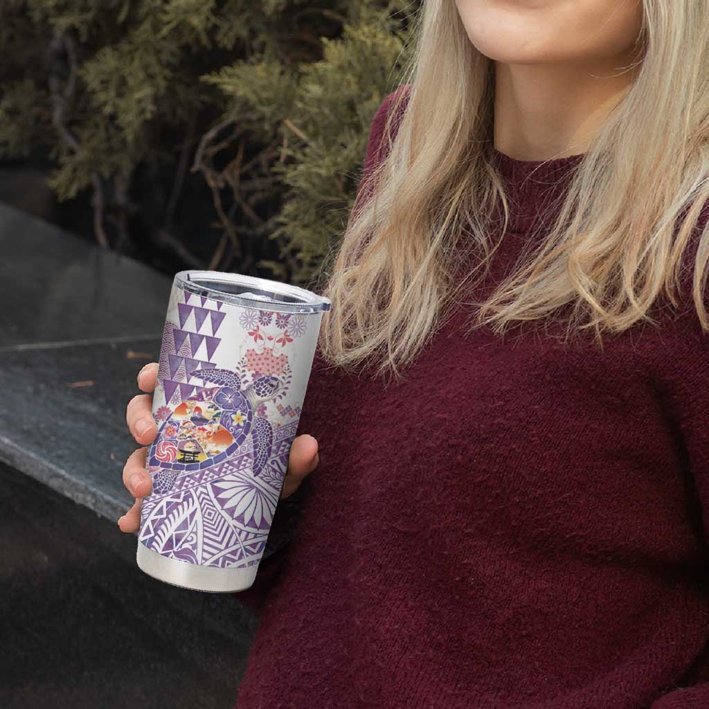 Hawaiian and Japanese Culture Together Tumbler Cup Tropical Honu with Japanese Elements Purple Color LT03 - Polynesian Pride