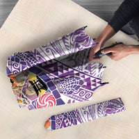 Hawaiian and Japanese Culture Together Umbrella Tropical Honu with Japanese Elements Purple Color