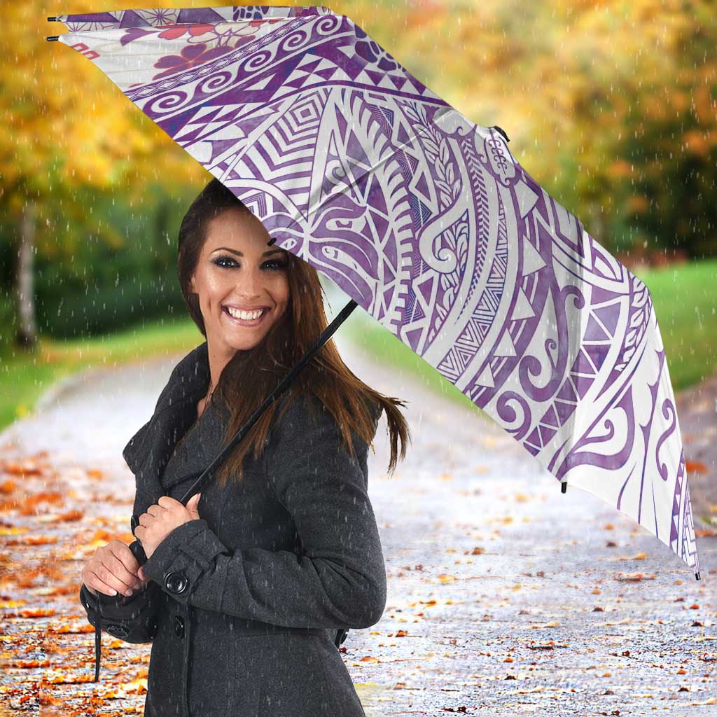 Hawaiian and Japanese Culture Together Umbrella Tropical Honu with Japanese Elements Purple Color