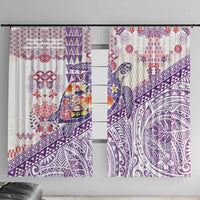 Hawaiian and Japanese Culture Together Window Curtain Tropical Honu with Japanese Elements Purple Color LT03 With Hooks Purple - Polynesian Pride