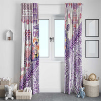 Hawaiian and Japanese Culture Together Window Curtain Tropical Honu with Japanese Elements Purple Color LT03 - Polynesian Pride