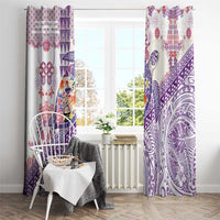 Hawaiian and Japanese Culture Together Window Curtain Tropical Honu with Japanese Elements Purple Color LT03 - Polynesian Pride
