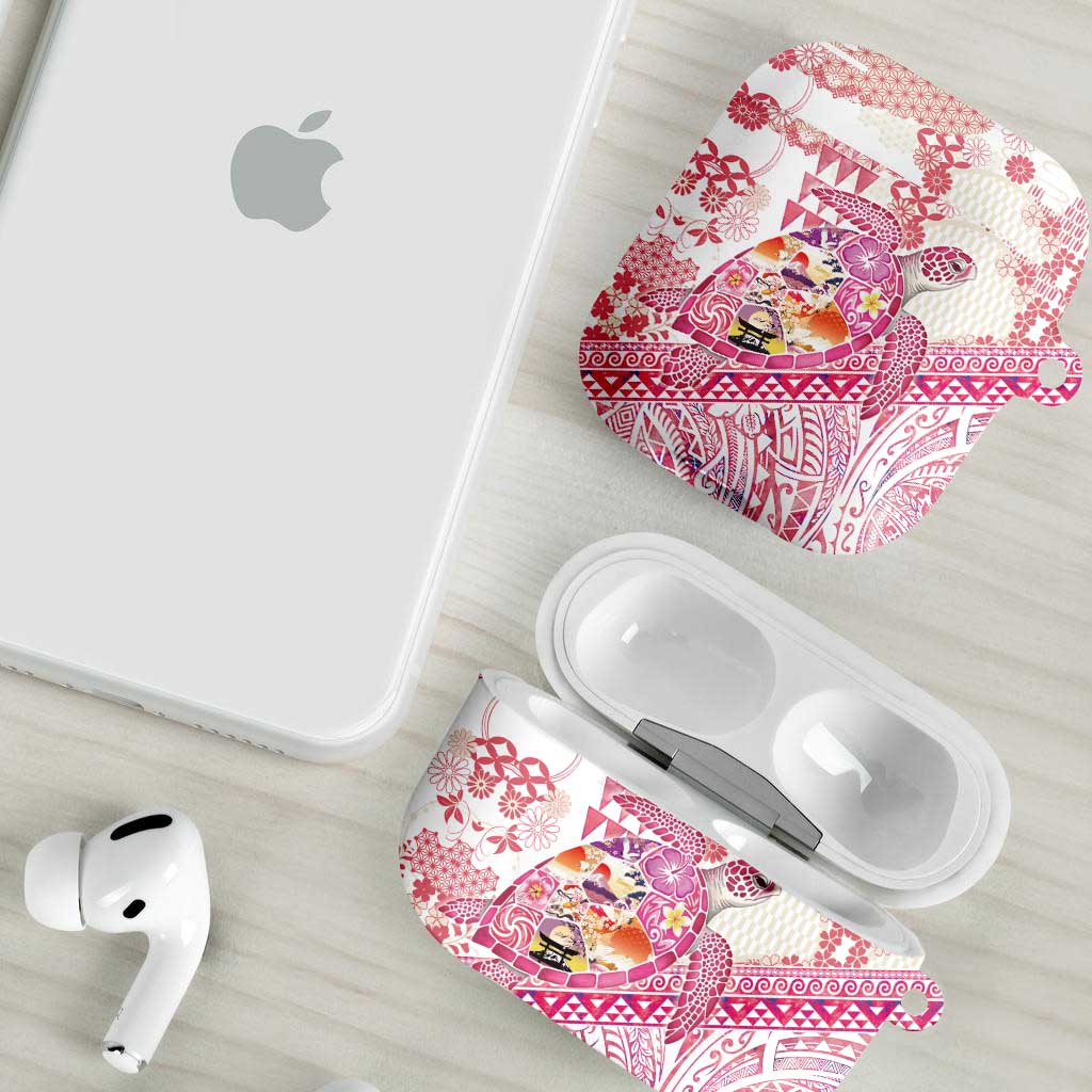 Hawaiian and Japanese Culture Together AirPods Case Tropical Honu with Japanese Elements Pink Color LT03 - Polynesian Pride
