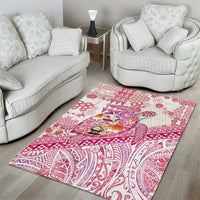 Hawaiian and Japanese Culture Together Area Rug Tropical Honu with Japanese Elements Pink Color LT03 - Polynesian Pride