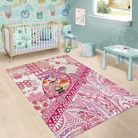 Hawaiian and Japanese Culture Together Area Rug Tropical Honu with Japanese Elements Pink Color LT03 - Polynesian Pride