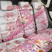 Hawaiian and Japanese Culture Together Back Car Seat Cover Tropical Honu with Japanese Elements Pink Color LT03 - Polynesian Pride