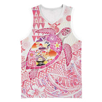 Hawaiian and Japanese Culture Together Basketball Jersey Tropical Honu with Japanese Elements Pink Color LT03 Unisex Pink - Polynesian Pride