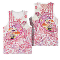 Hawaiian and Japanese Culture Together Basketball Jersey Tropical Honu with Japanese Elements Pink Color LT03 - Polynesian Pride