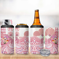 Hawaiian and Japanese Culture Together 4 in 1 Can Cooler Tumbler Tropical Honu with Japanese Elements Pink Color LT03 - Polynesian Pride