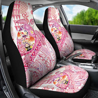 Hawaiian and Japanese Culture Together Car Seat Cover Tropical Honu with Japanese Elements Pink Color LT03 - Polynesian Pride