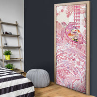 Hawaiian and Japanese Culture Together Door Cover Tropical Honu with Japanese Elements Pink Color LT03 - Polynesian Pride