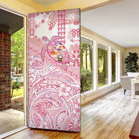 Hawaiian and Japanese Culture Together Door Cover Tropical Honu with Japanese Elements Pink Color LT03 - Polynesian Pride