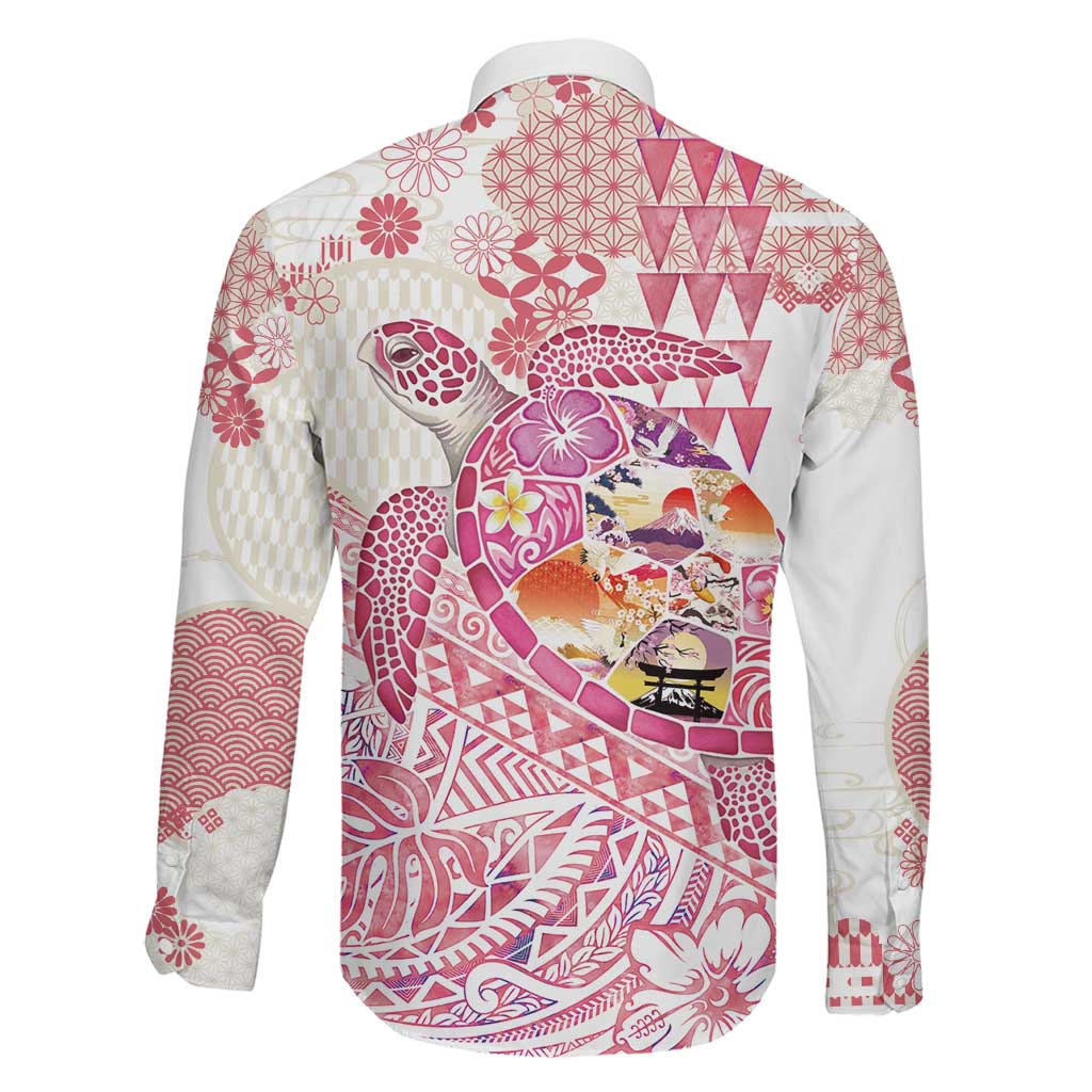 Hawaiian and Japanese Culture Together Family Matching Puletasi and Hawaiian Shirt Tropical Honu with Japanese Elements Pink Color LT03 - Polynesian Pride