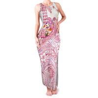 Hawaiian and Japanese Culture Together Family Matching Tank Maxi Dress and Hawaiian Shirt Tropical Honu with Japanese Elements Pink Color LT03 Mom's Dress Pink - Polynesian Pride