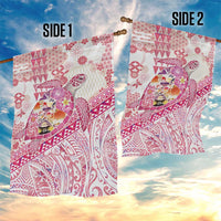 Hawaiian and Japanese Culture Together Garden Flag Tropical Honu with Japanese Elements Pink Color