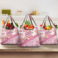 Hawaiian and Japanese Culture Together Grocery Bag Tropical Honu with Japanese Elements Pink Color LT03 3-pack One Size Pink - Polynesian Pride
