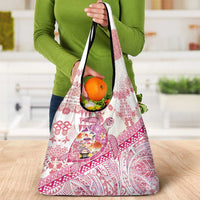 Hawaiian and Japanese Culture Together Grocery Bag Tropical Honu with Japanese Elements Pink Color LT03 - Polynesian Pride