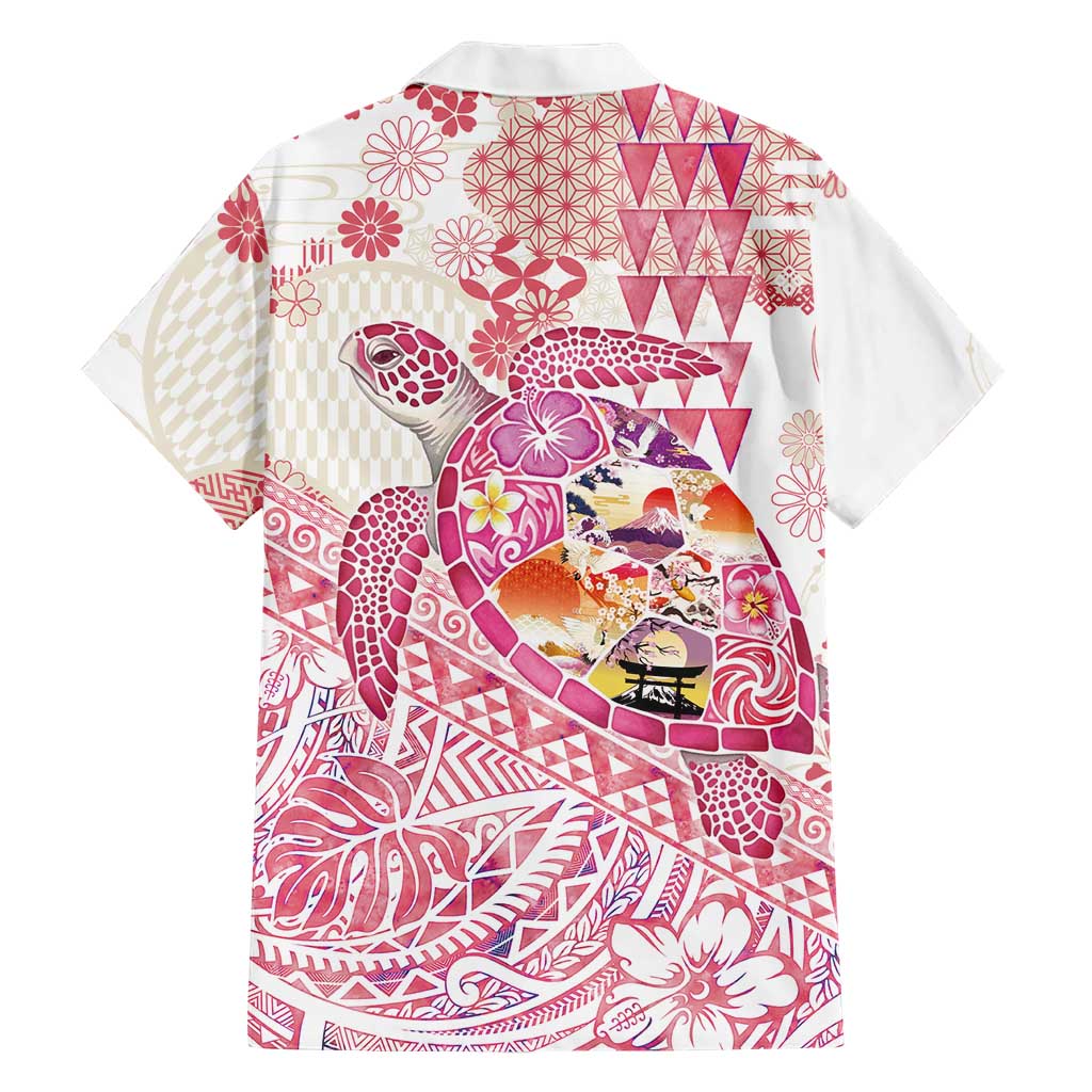 Hawaiian and Japanese Culture Together Hawaiian Shirt Tropical Honu with Japanese Elements Pink Color LT03 - Polynesian Pride