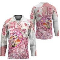 Hawaiian and Japanese Culture Together Hockey Jersey Tropical Honu with Japanese Elements Pink Color LT03 - Polynesian Pride