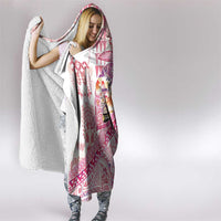 Hawaiian and Japanese Culture Together Hooded Blanket Tropical Honu with Japanese Elements Pink Color LT03 - Polynesian Pride