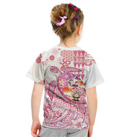 Hawaiian and Japanese Culture Together Kid T Shirt Tropical Honu with Japanese Elements Pink Color LT03 - Polynesian Pride