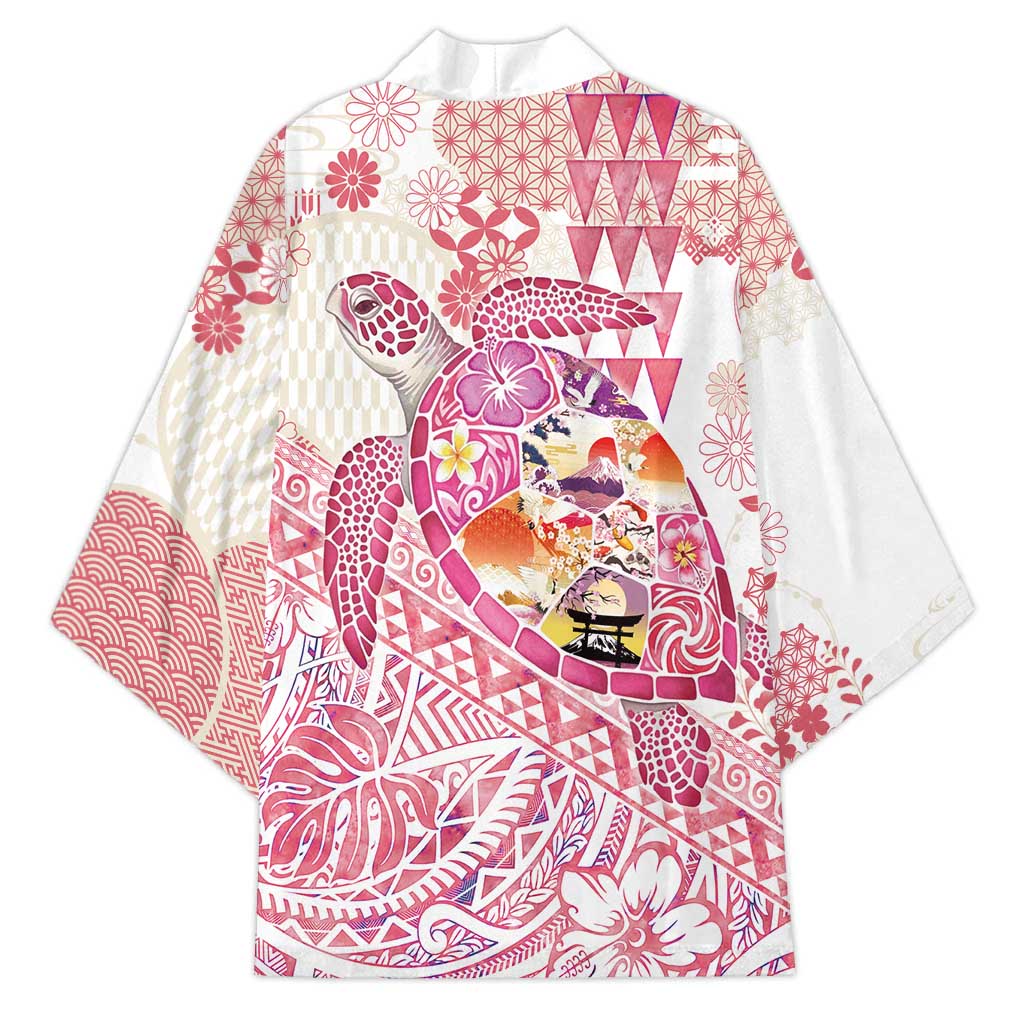 Hawaiian and Japanese Culture Together Kimono Tropical Honu with Japanese Elements Pink Color LT03 - Polynesian Pride