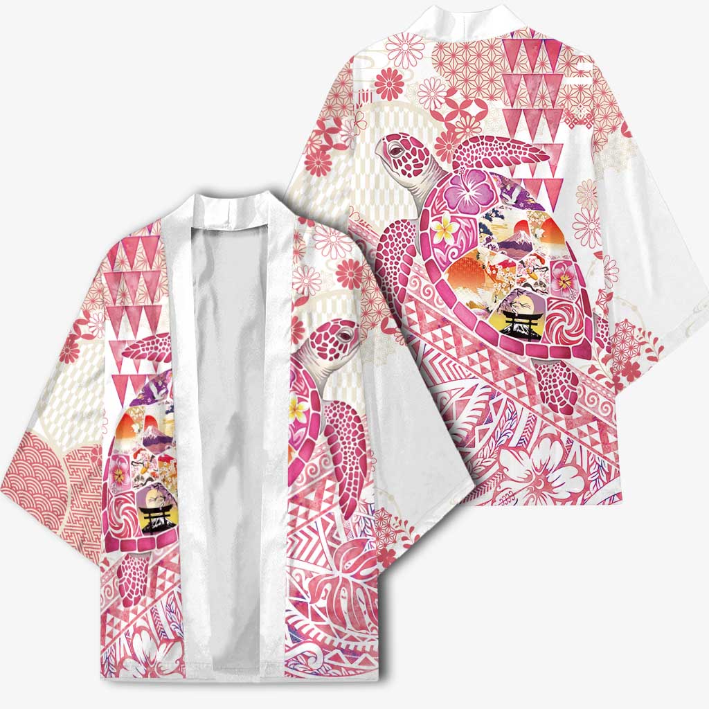 Hawaiian and Japanese Culture Together Kimono Tropical Honu with Japanese Elements Pink Color LT03 - Polynesian Pride