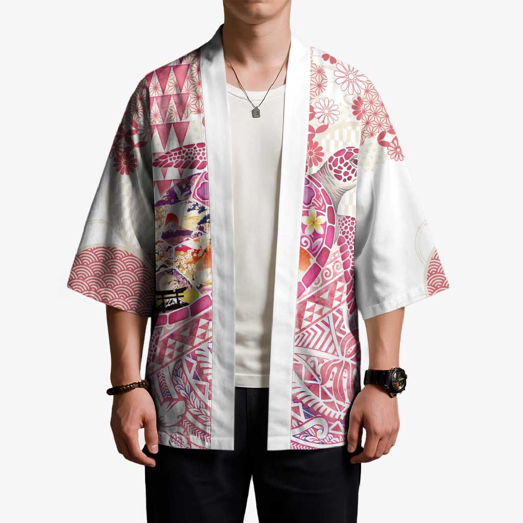 Hawaiian and Japanese Culture Together Kimono Tropical Honu with Japanese Elements Pink Color LT03 - Polynesian Pride