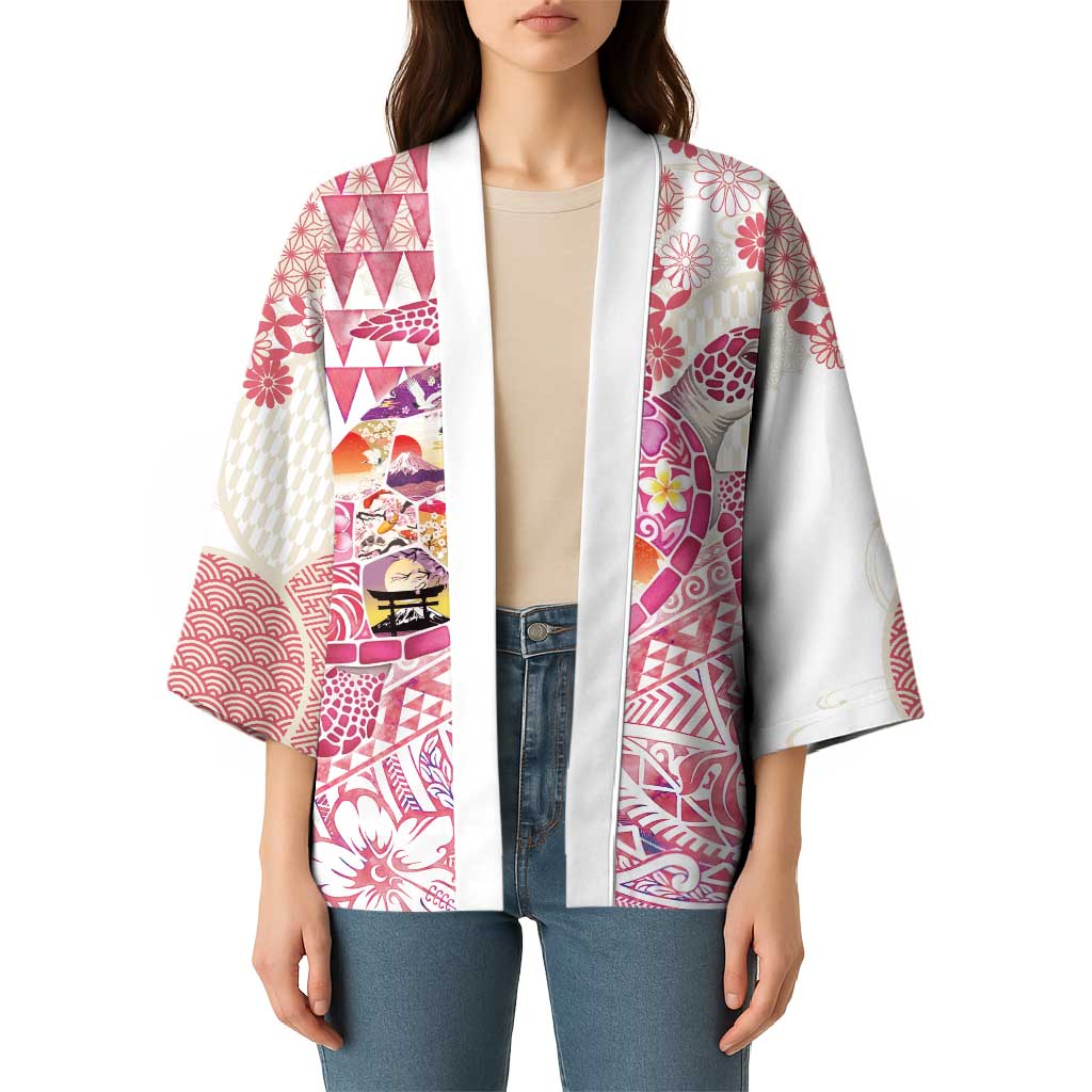 Hawaiian and Japanese Culture Together Kimono Tropical Honu with Japanese Elements Pink Color LT03 - Polynesian Pride