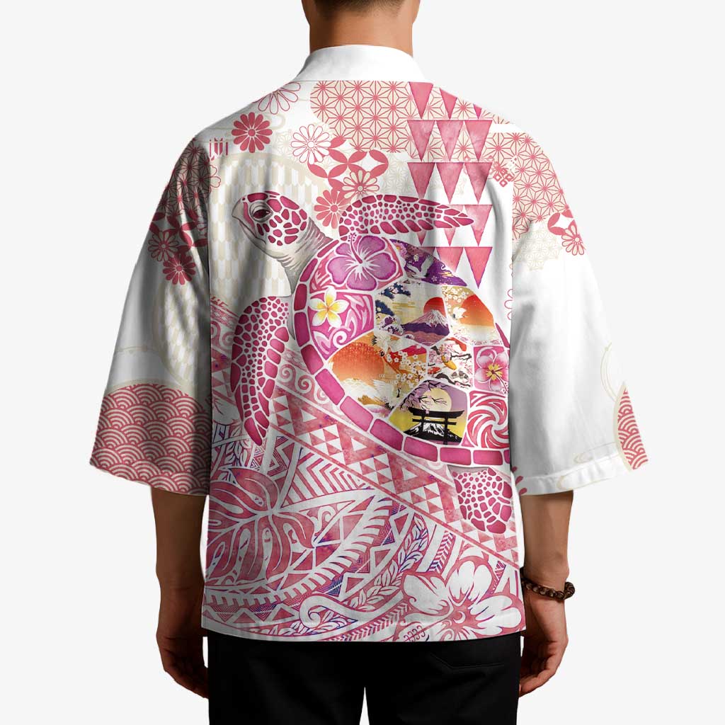 Hawaiian and Japanese Culture Together Kimono Tropical Honu with Japanese Elements Pink Color LT03 - Polynesian Pride