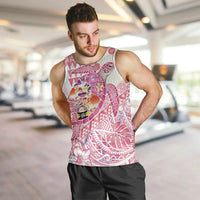 Hawaiian and Japanese Culture Together Men Tank Top Tropical Honu with Japanese Elements Pink Color LT03 Pink - Polynesian Pride