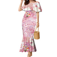 Hawaiian and Japanese Culture Together Mermaid Dress Tropical Honu with Japanese Elements Pink Color LT03 Women Pink - Polynesian Pride